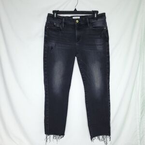 FRAME Le Garcon Crop Women's Black Raw Hem Jeans Size 26